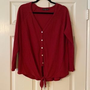 Long sleeve waffle knit shirt size large